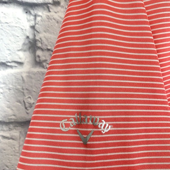 Callaway Men’s Performance Pink White Striped Short Sleeve Golf Polo Shirt Large - Picture 4 of 7